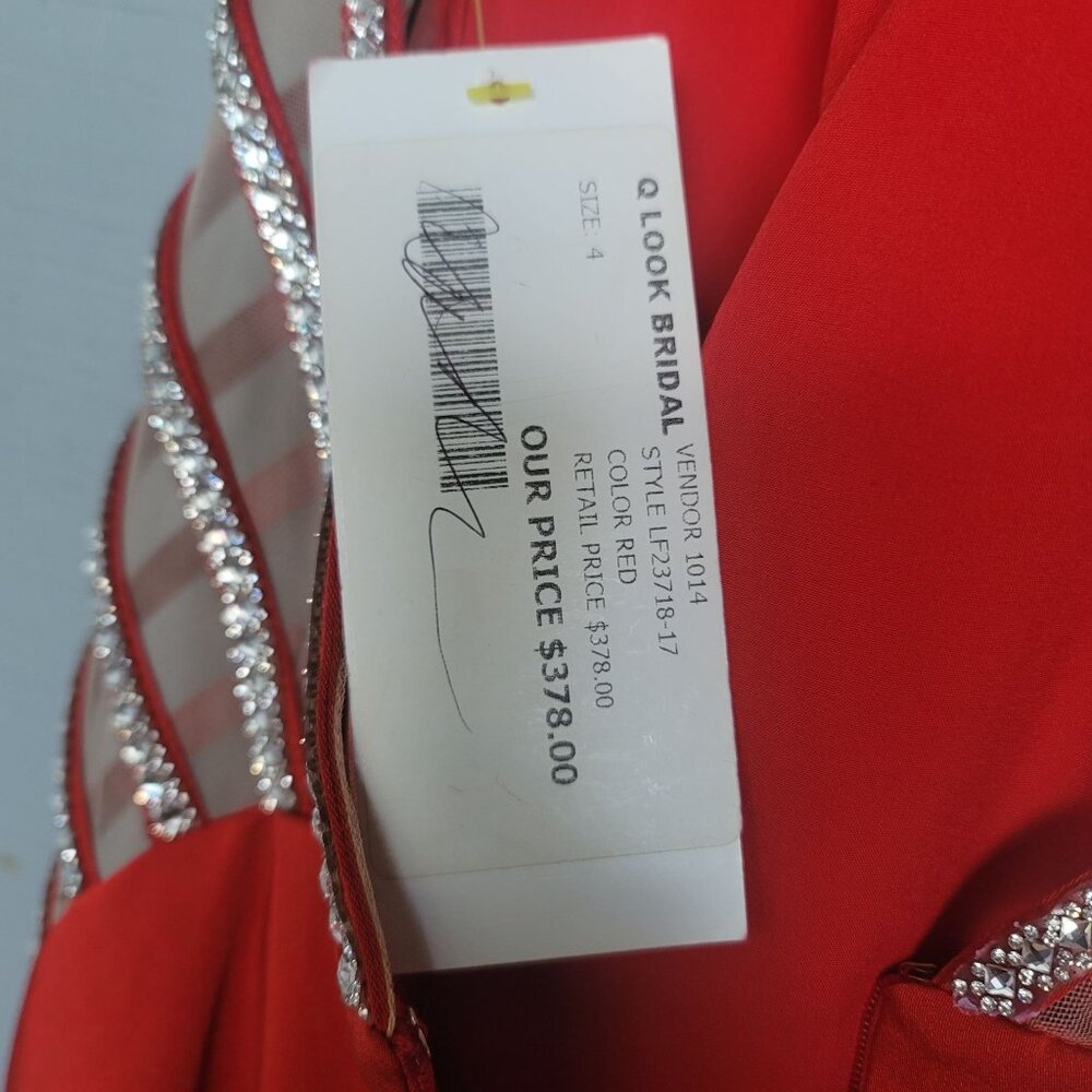 La Femme High Neck Beaded Side Cut Outs Prom, Bridal, Evening Maxi Dress. Size 4 - Picture 9 of 12